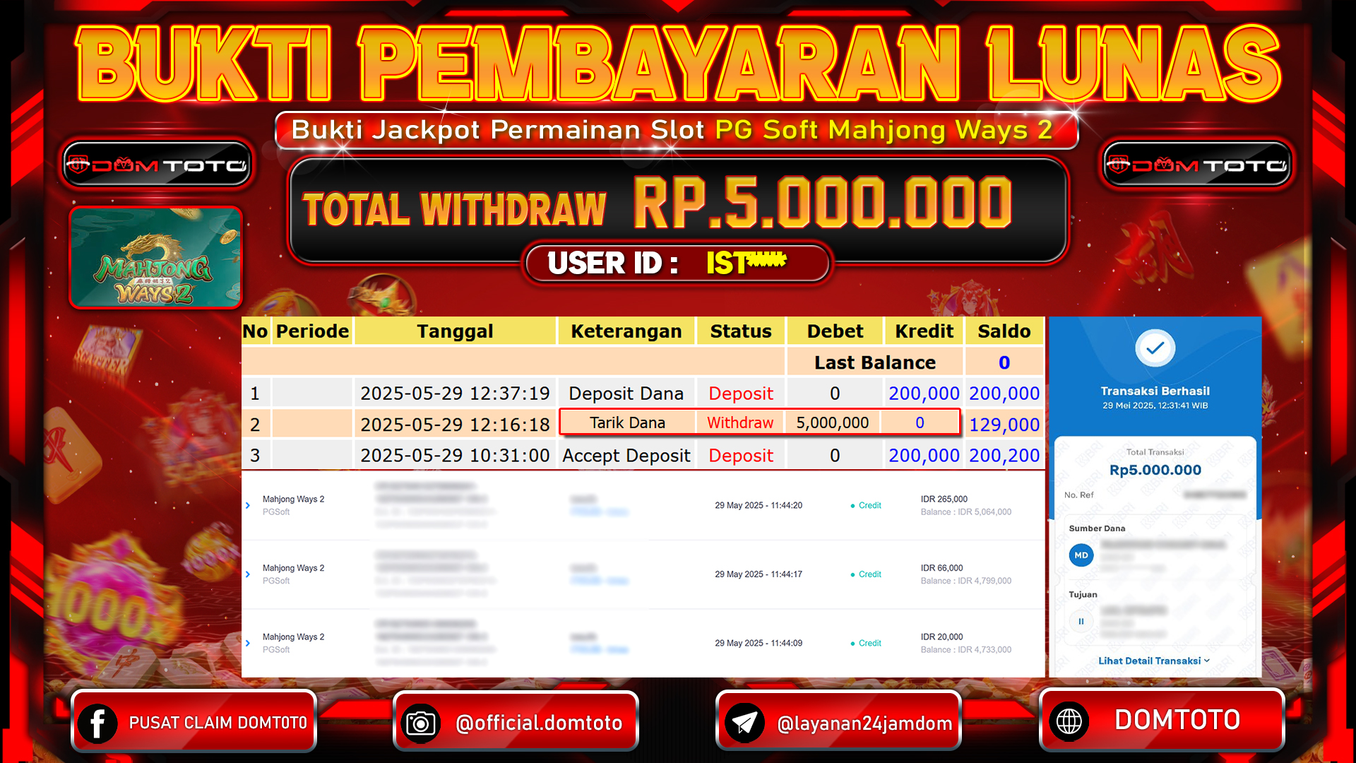 JACKPOT SLOT MAHJONG WAYS 2 29 MEI 2025